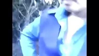 Massaging hot boobs in the middle of forest