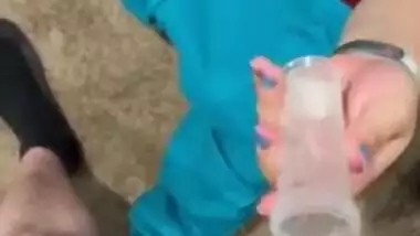 Las Vegas sperm bank nurse does anything to get the sample. Talks me through it and fucks at the end