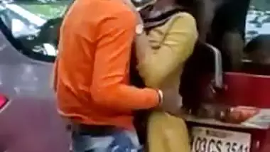 Desi couples erotic romance in a public area