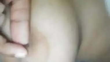 Shy girl showing tits