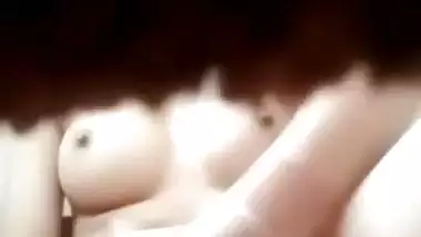 Round boobs Indian girl fingering hairy pussy